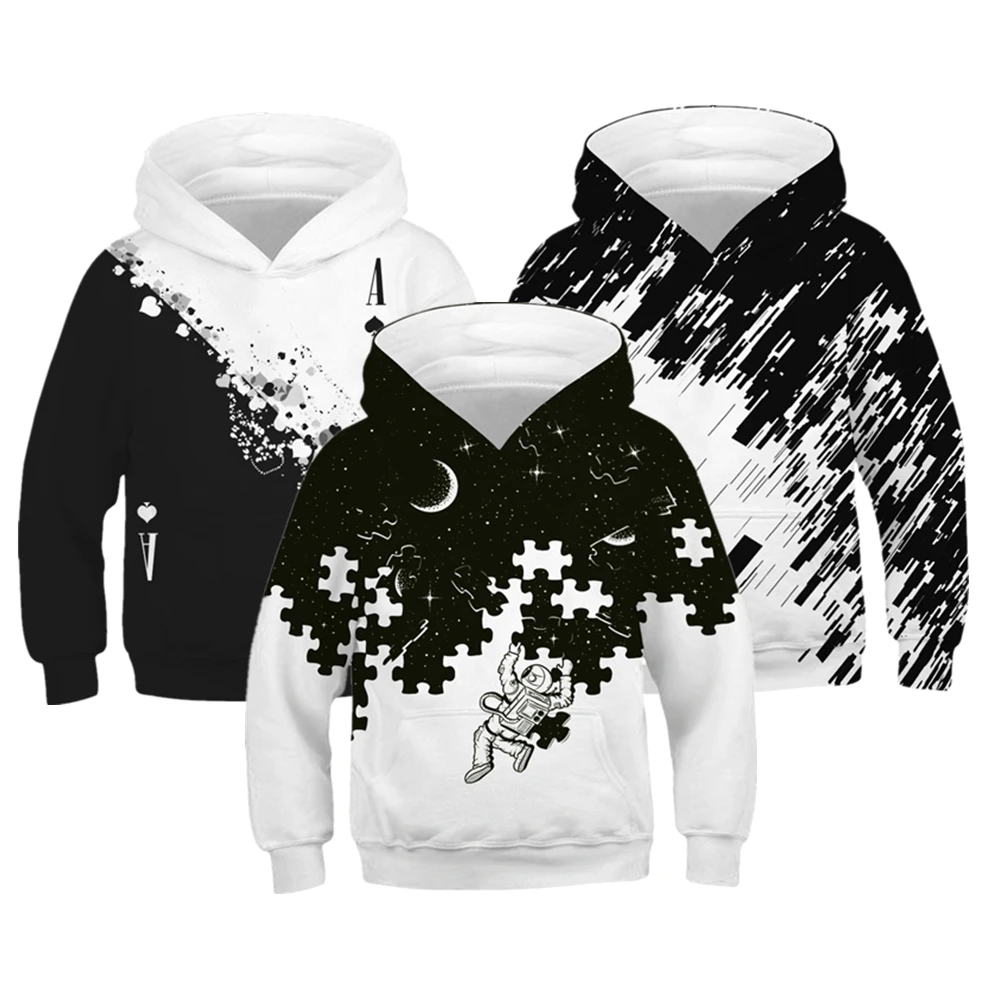 Autumn Winter Children's Hoodies Coat 5-14y Boys Girls Hooded Sweats 3D Printed Kids Sweatshirts Child Teen Sport Tops Pullover