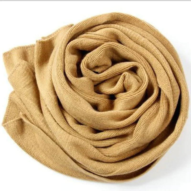 Acrylic Korean Simple Solid Color Warm Winter Scarf Women 220cm Elastic Knitted Wool Ring Shawl Amazing Blanket Echarpe