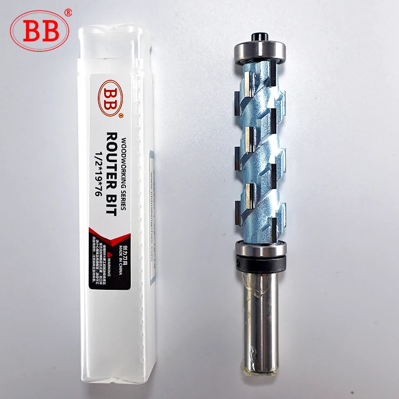 BB Router Bit Bearing Spiral & Straight Flush Trimming Tool Woodworking 1/2 1/4 Diameter Carbide CNC Side Milling Cutter DIY