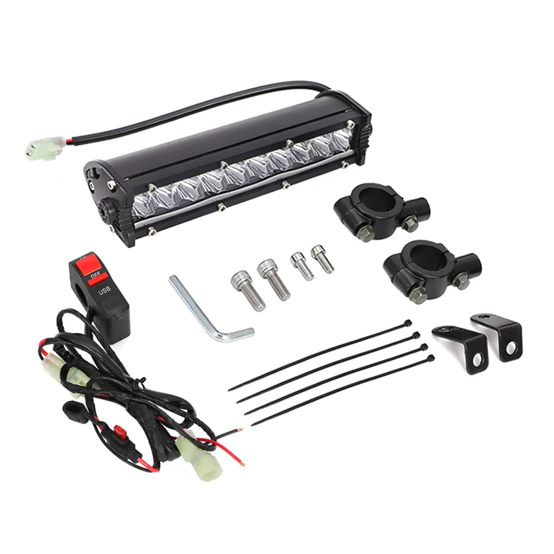 New LED Headlight Light Bar with USB Port Switch for Honda CRF230F CRF110F Kawasaki KLX110 Yamaha TTR110E Plug-n-Play