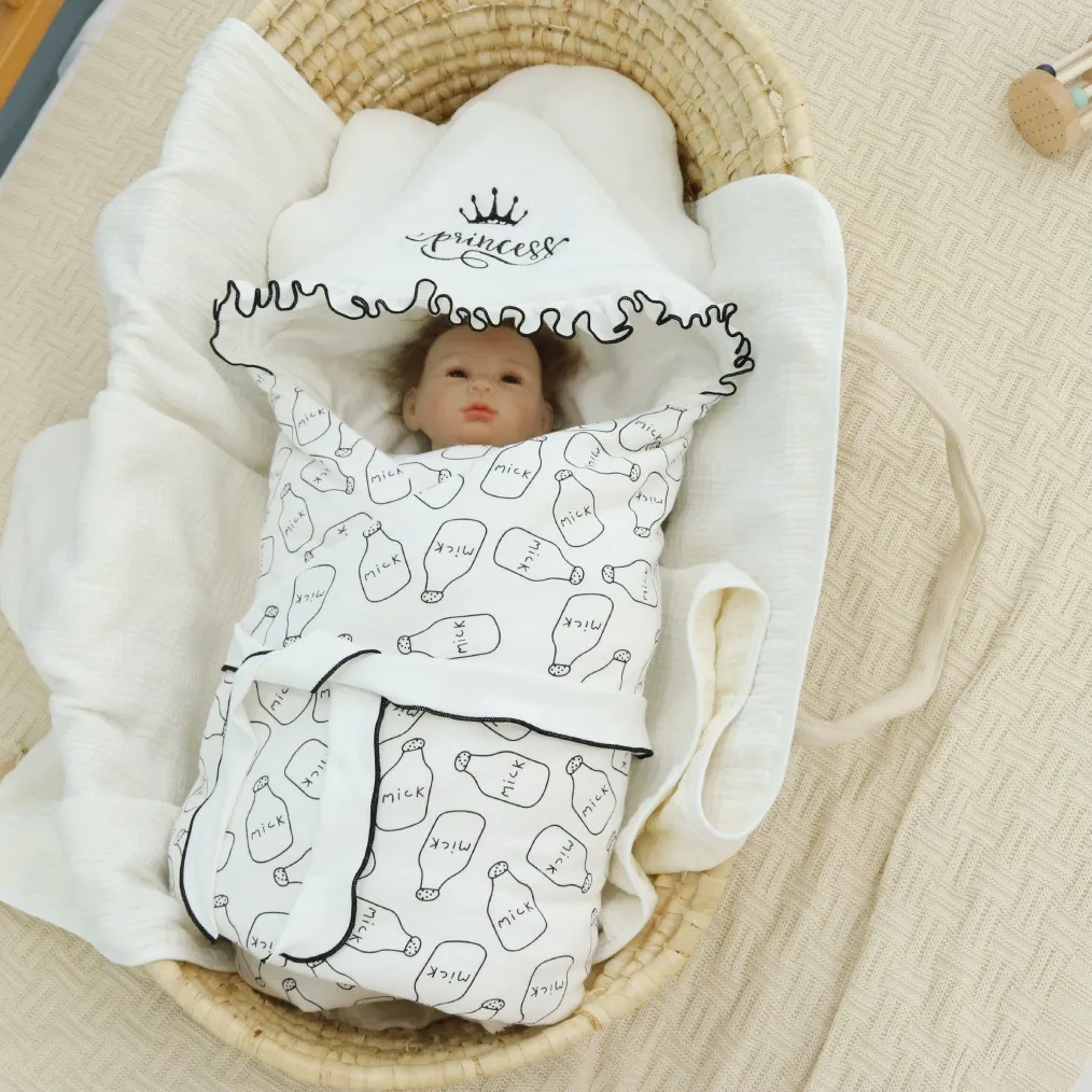 Bé Chần Gòn Cotton Nguyên Chất Có Thể Giặt Được Lớp Lót Cotton Với Hood Dệt Kim Bé Chần Gòn Sơ Sinh Vỏ Chăn Thoải Mái Chần Gòn