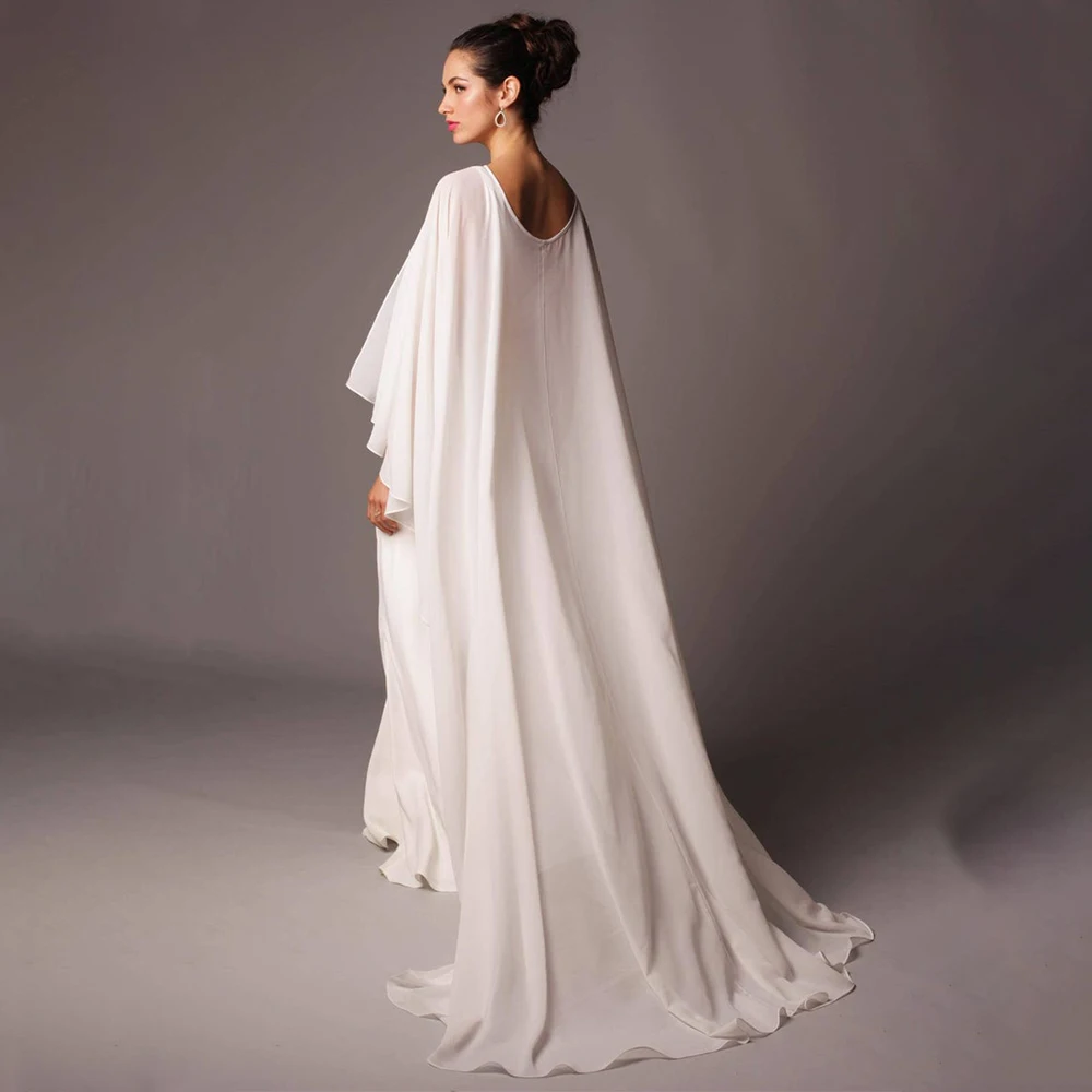 Women Elegant Soft Chiffon Long Cape Wedding Wrap Bridal Accessory Bolero Lady Unique Noble Cloak Black White Pink