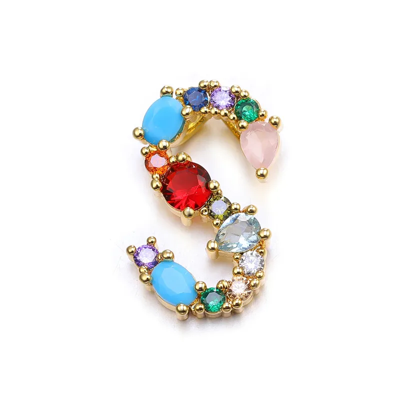 Juya handgefertigte 18K vergoldete Regenbogenkristalle, Opal-Edelsteine, 26 Alphabetbuchstaben, Anfangsbuchstaben-Anhänger für DIY-Namensschmuckherstellung – Detail 25