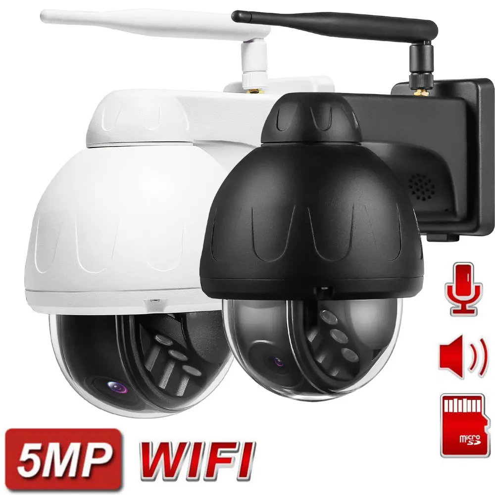 Wireless PTZ IP WIFI Metal Camera Outdoor ONVIF Human Auto Tracking 5MP IP Camera IR 40M Two Way Audio P2P APP CamHiPro