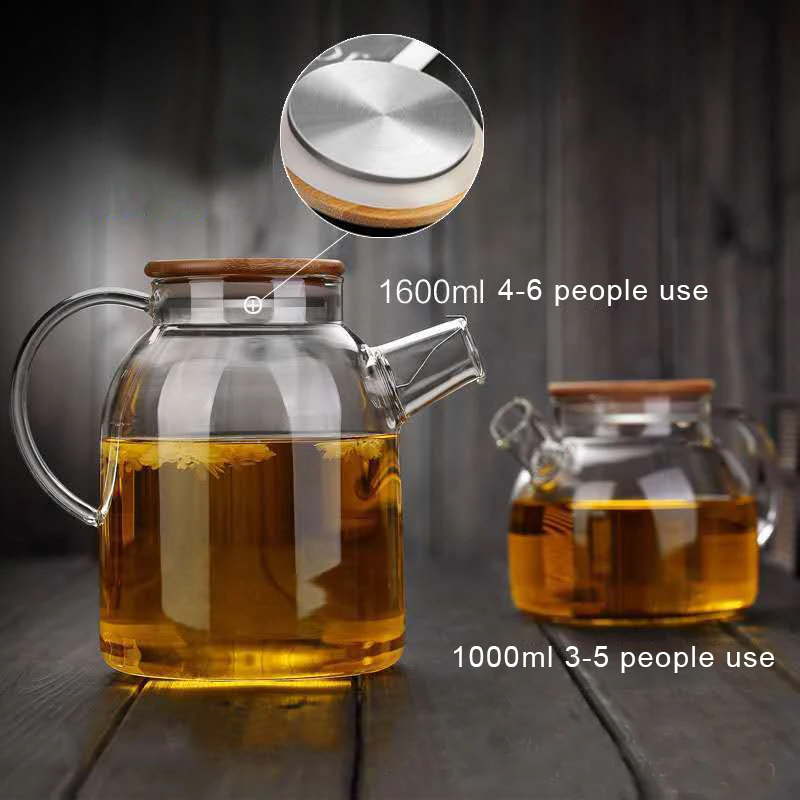 Creative Glass Teapot Large Capacity Cold Water Jug Tea Pot Fruit Juice Green Tea Container Transparent Kettle Practical Teaware