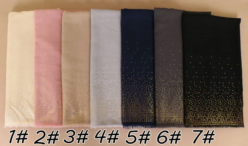 New Women Plain Gold Dot Viscose Shawl Scarf Female Autumn Shimmer Glitter Wrap Pashminas Sjaal Muslim Hijab Snood Women\'s Pareo