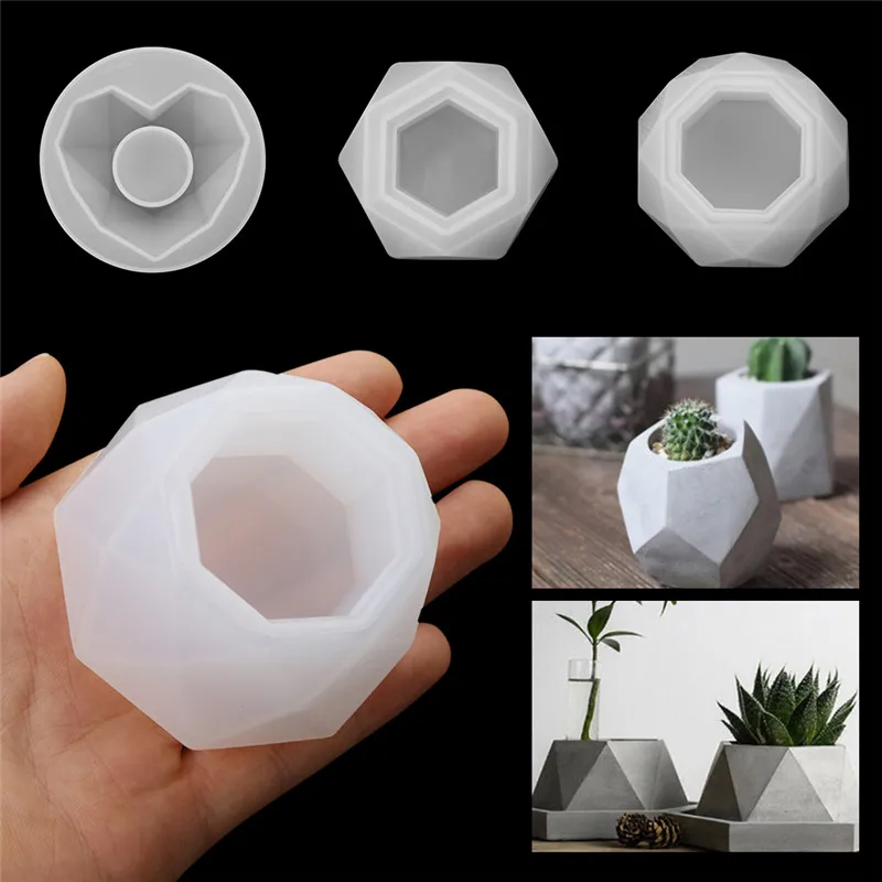 Mini Geometric Creativity Silicone Plant Pot Molds Concrete Cement Form DIY Arts Aroma Craft Moulds Flowerpot Clay Plaster Mold