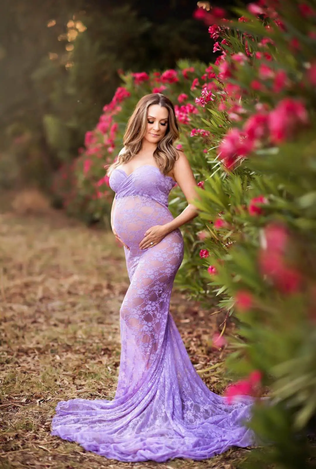 

Sexy Lace Maternity Dresses Photography Props Long Fancy Pregnancy Dress Shoulderless Maxi Gown For Pregnant Women Photo Shoots