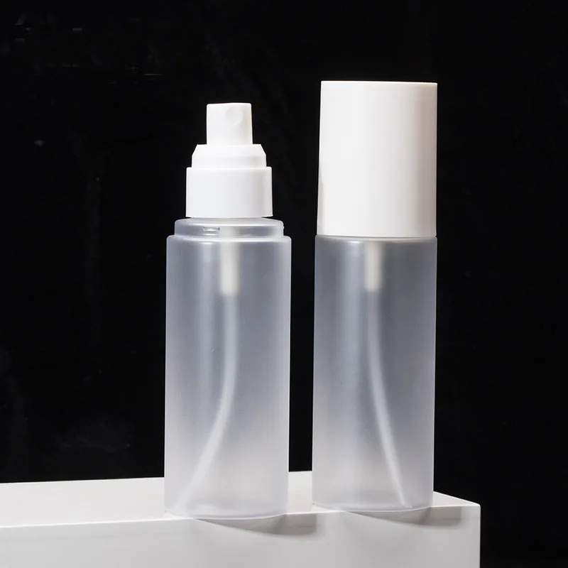 100ml frosted plastic PET BOTTLE white press pump lid hyaluronic toner flower water whitening liquidskin care cosmetic packing