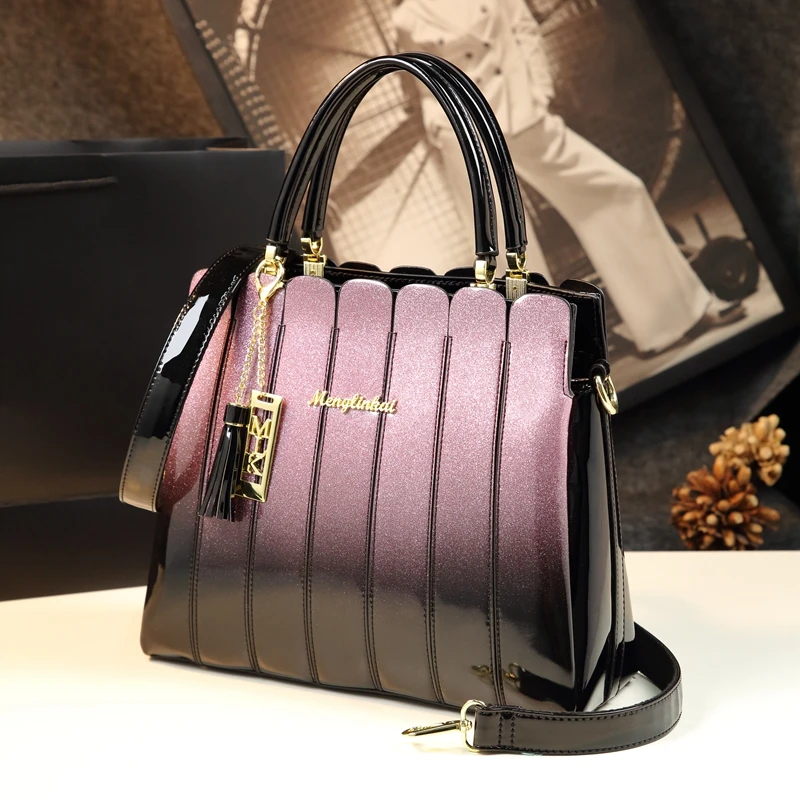 2021 Newest Women Leather Handbags Designer High Quality Patent Leather Clutch Boston Tote Top Handle Bags Ladies Business Bolso