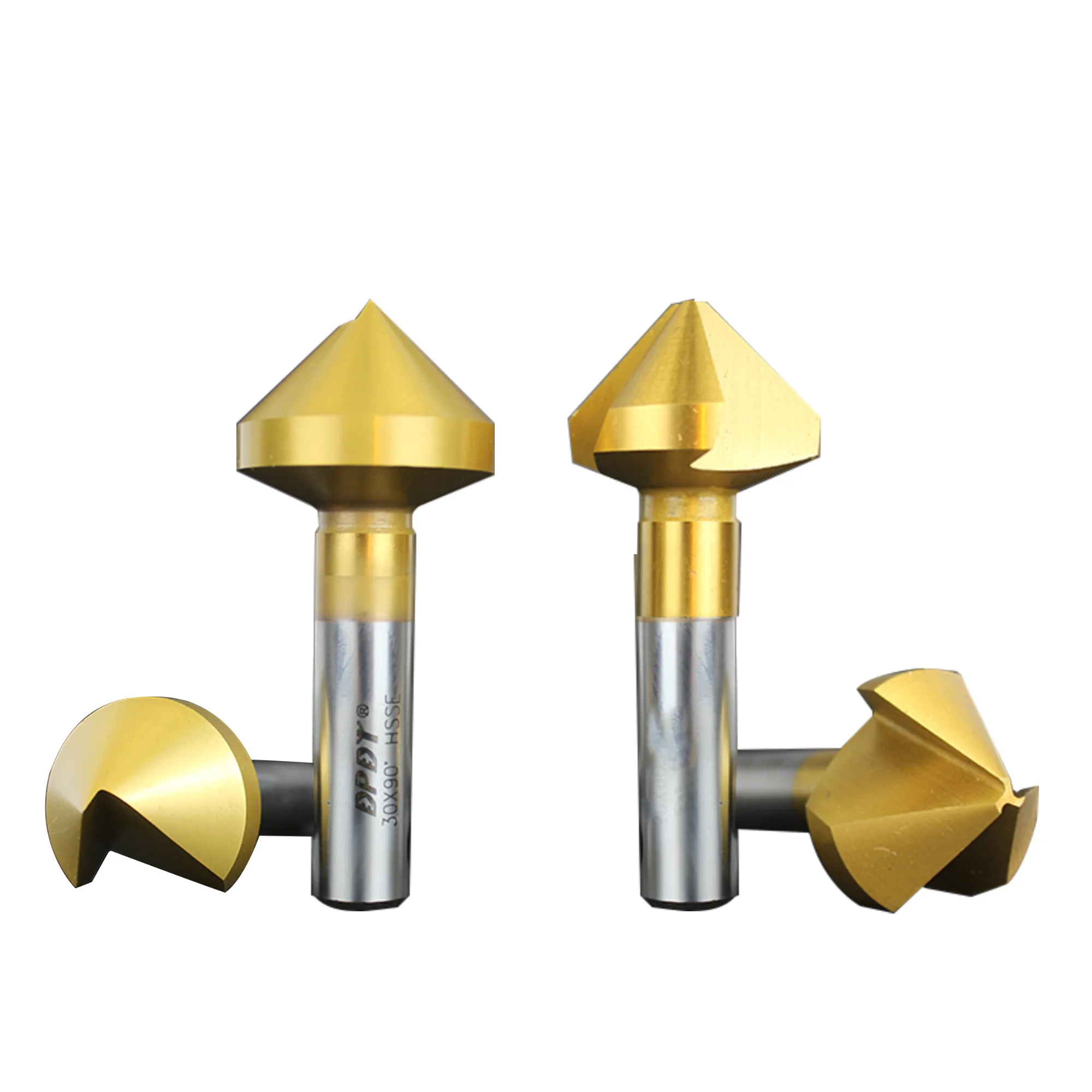 UCHEER Titanium chamfer bitssingle/3edge plated 90 gradi gambo dritto in acciaio inox foro tondo rifilatrice svasatore