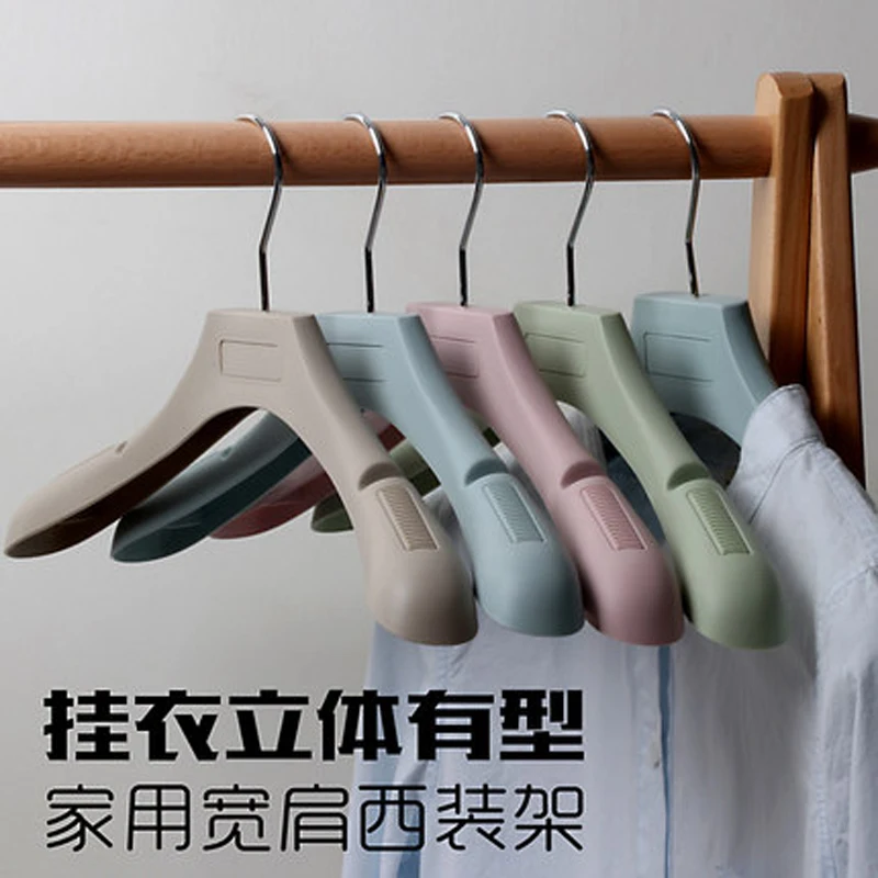 10 pcs/lot Extra Thick and Wide Plastic Coat Hangers Slip Resistant Adult Hanger ideal for Suits Haning No Mark