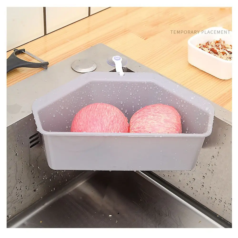 Vegetable Fruit Drainer Kitchen Storage Tool Sink Filter Shelf  Basket Triangular Sink Strainer Kitchen Triangular Sink