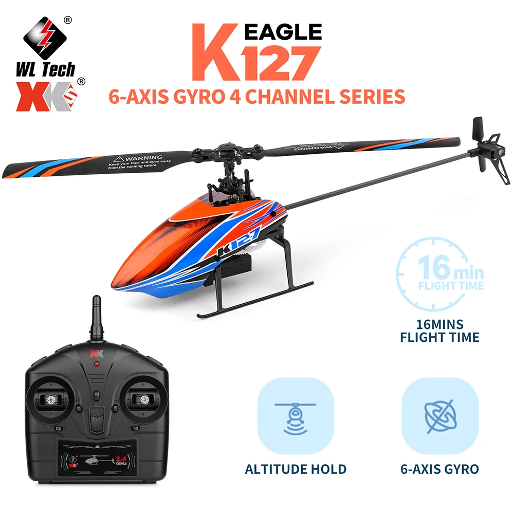 

WLtoys XK K127 2.4G 4CH 6-Aixs Gyroscope Height Holding hover Single Blade Propeller Mini RC Helicopter V911S Upgrade