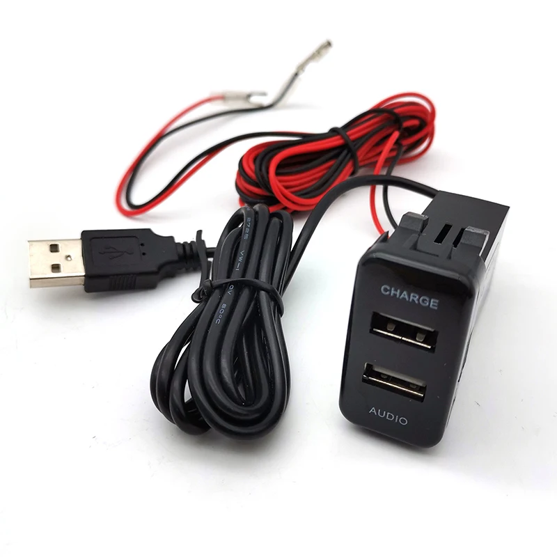Car LED Dual USB Charger with Audio Port For Toyota FJ Cruiser 2007-2011 09