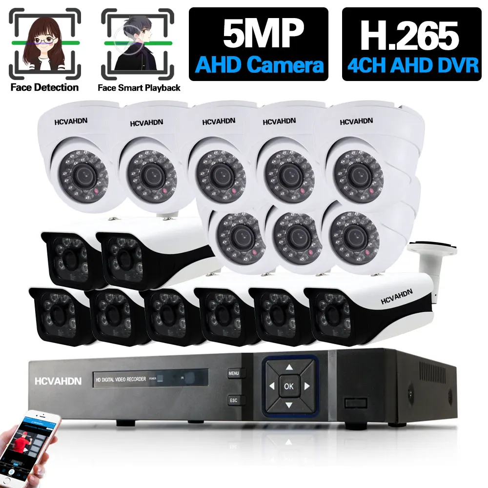 

16 Channel AHD CCTV Camera Security System Kit P2P 5MP 16CH DVR Kit Outdoor Analog Bullet Camera Video Surveillance System Set