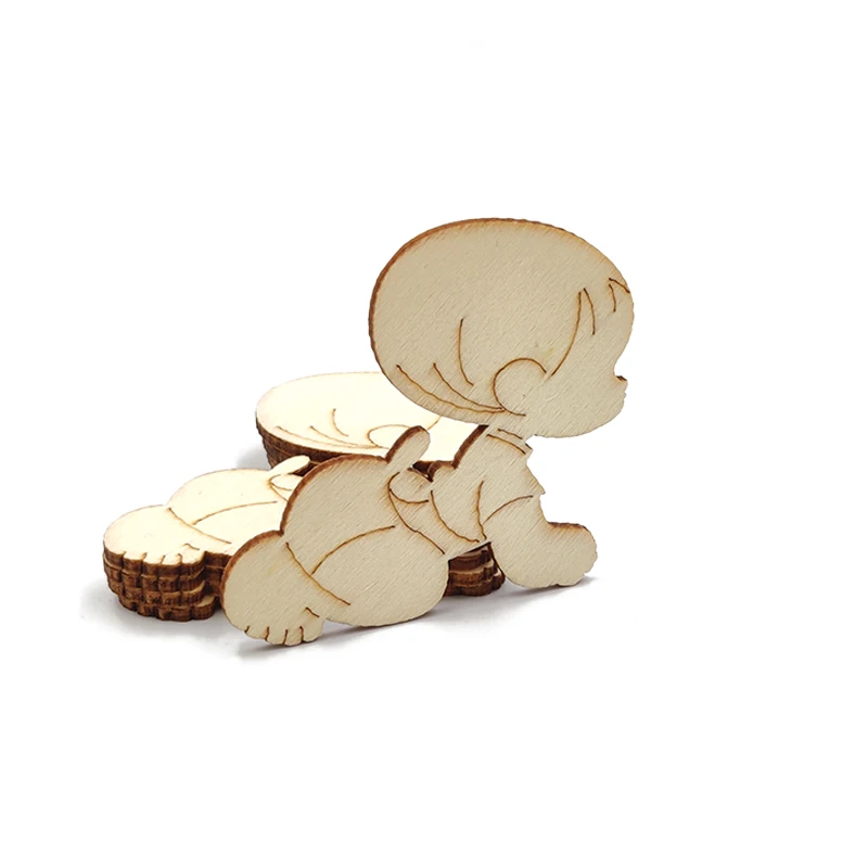 5pcs Unfinished Wooden Woodland Baby Shapes Birthday Ornaments Model for Home Decor Ornament, DIY Craft Art Project