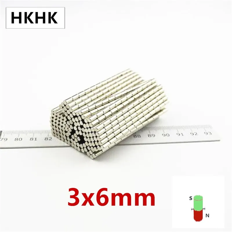 HKHK 300PCS Diameter Magnet 3x6 mm 3mm magnet encoder 3mm x 6mm strong magnetic standard 3x6 mm