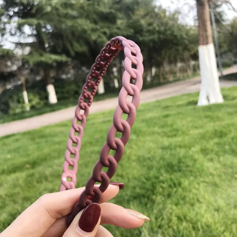 Vintage Headbands for Hair Woman Hair Band Simple Candy Color Chain Bezel for Hair Hair Hoop Headband Bezel Hair Accessories