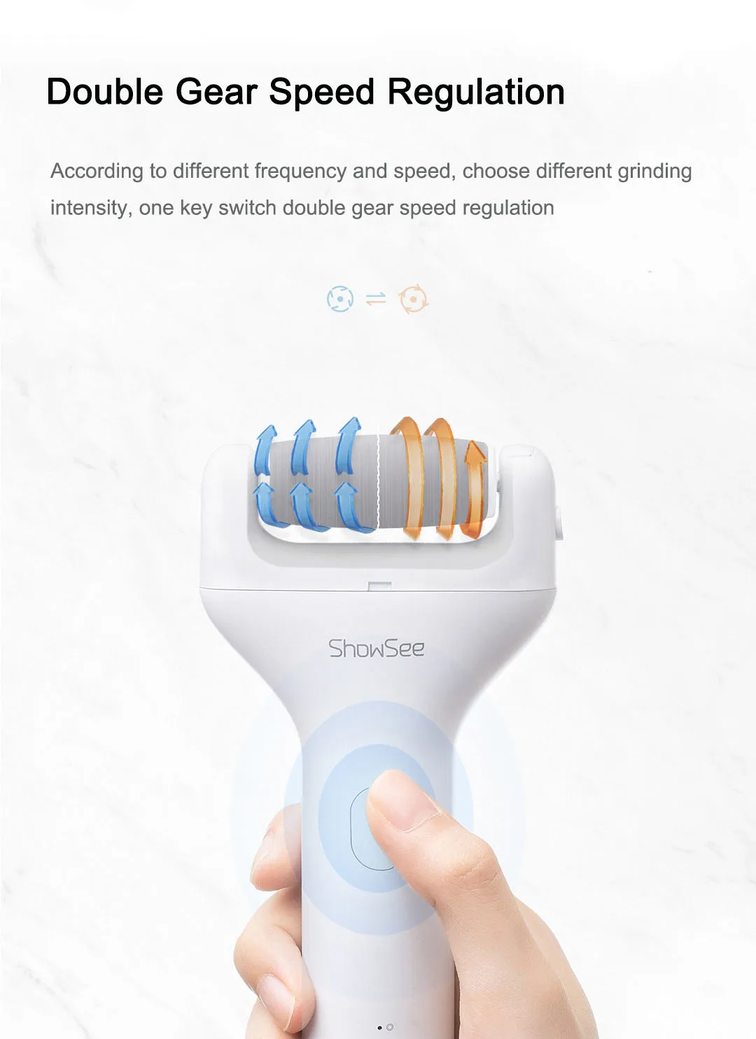 Removedor elétrico de calos do pé showsee, ferramenta para pedicure, para remoção de calos, salto de moagem, dura, seca, pele morta, cutícula, seco & molhado, ferramenta de cuidados com os pés