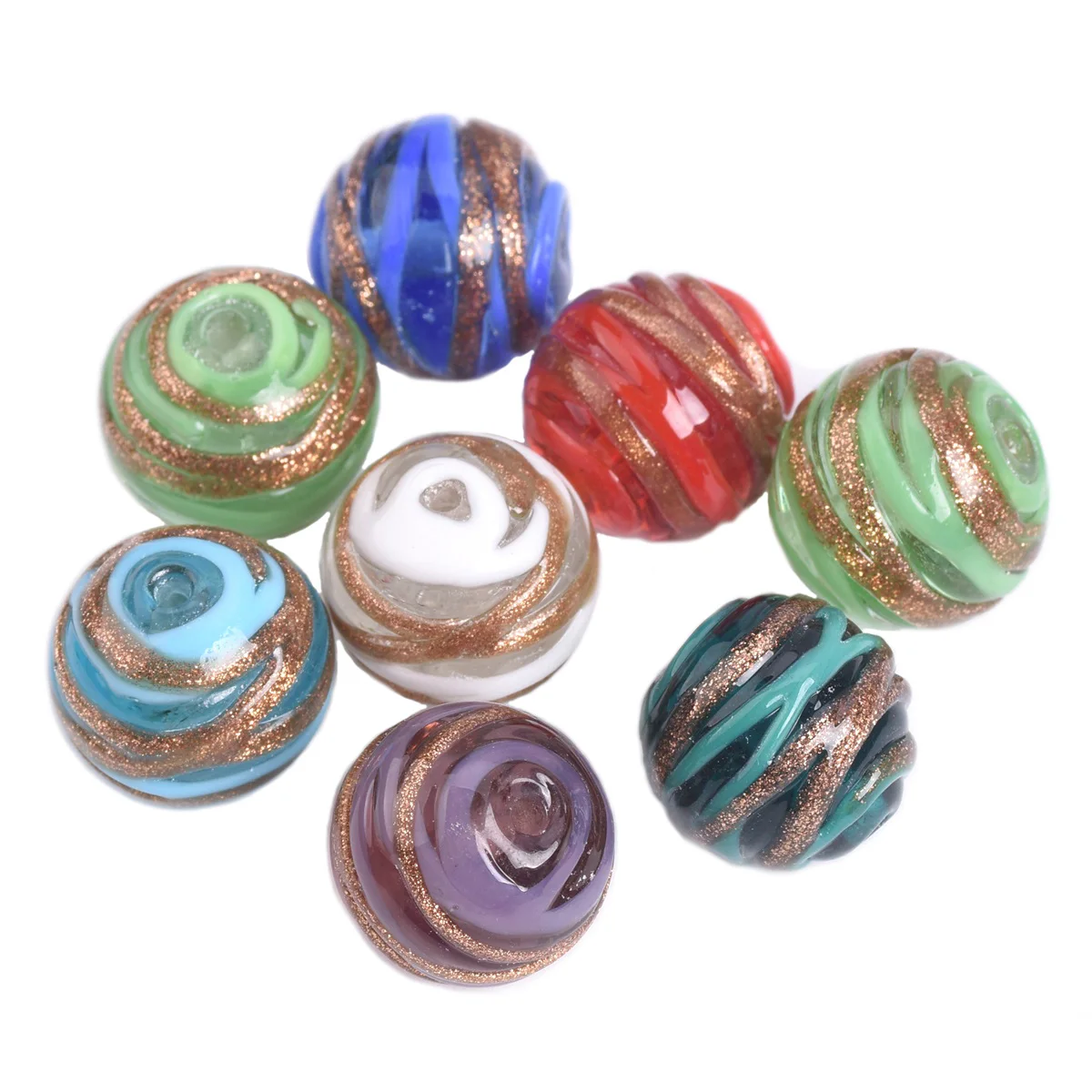 5 adet 14mm Yuvarlak Clew Şekli El Yapımı Lampwork Cam dağınık boncuklar Takı Yapımı için DIY El Sanatları Bulguları