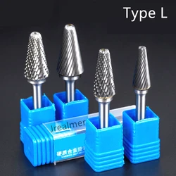 Jrealmer 1pcs L Type 6mm shank Tungsten Carbide Rotary Burrs Milling Cutter Rotary Tool Burr Rotary Dremel