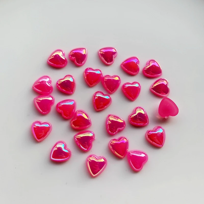 10mm AB Heart-Shaped Rhinestones for nail Crystal scrapbook Acrylic Flat Back DIY wedding Decorative 40pcs -WE26