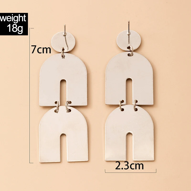 Tocona Classical U Geoemtry Drop Earrings for Women Charms Silver Color Alloy Metal Dangle Earrings Party Jewelry серьги 5801