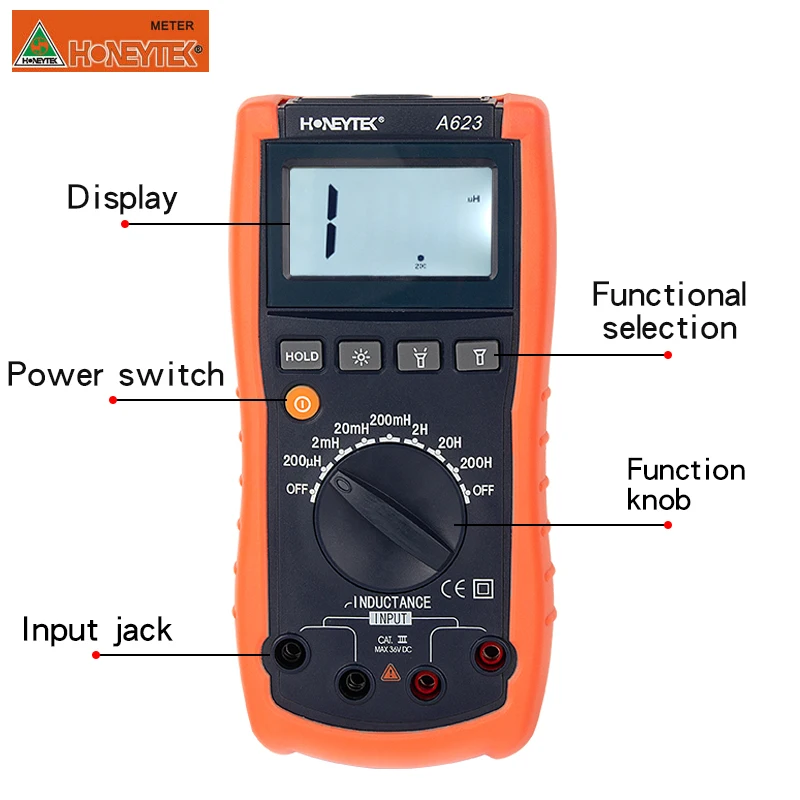 Digital Multimeter Lcr Meter Inductance Meter Tester Set Of Probes Feelers For Tester 200μH-200H Inductances LCR ESR Meter A623