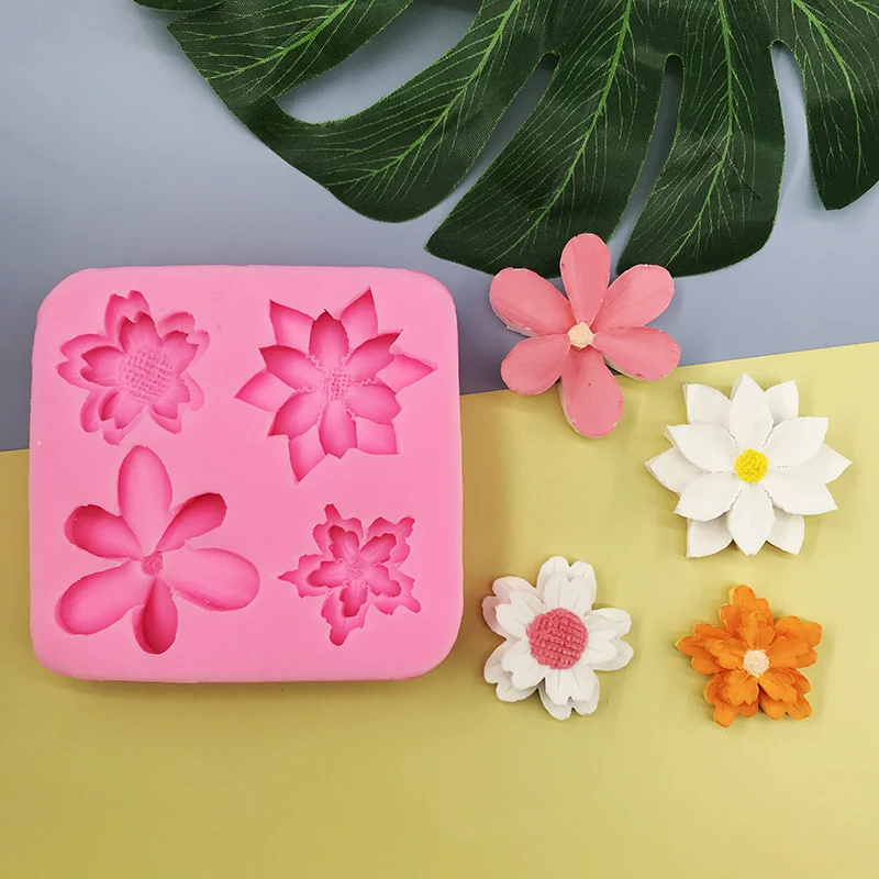 Daisy Flower Shape Silicone Mold Pastry Cupcake Chocolate Soap Candle Bakeware Mould Fondant Cake Sugarcraft Decoration Tool