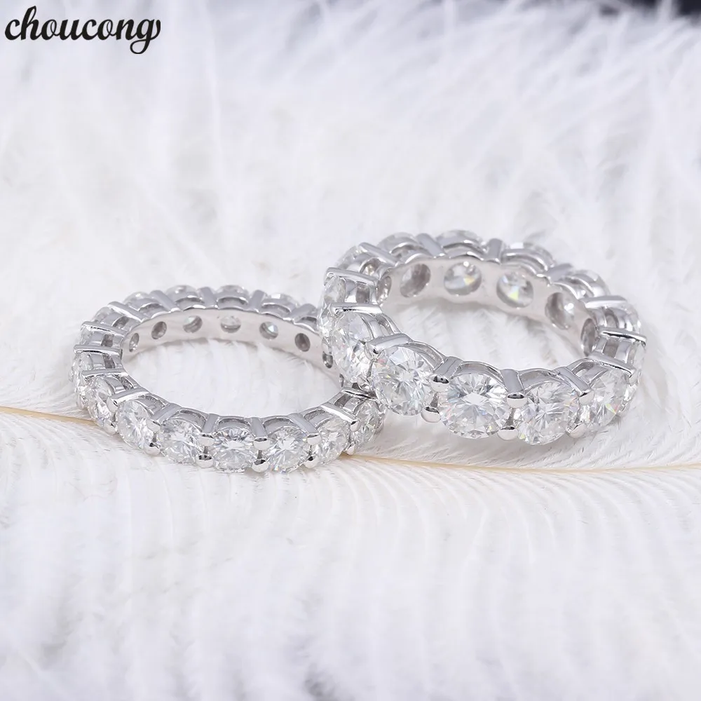 choucong Eternity Promise ring 6MM/4MM AAAAA Zircon Sona Cz 925 Sterling silver Engagement Wedding Band Rings for women Bridal