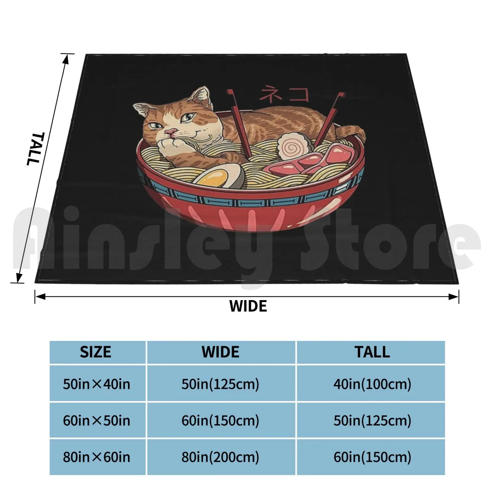 Neko Ramen 2 Blanket For Sofa Bed Travel Cat Meow Catana Katana Samourai Japan Kat Cute Sword Tattoo Tatoo Food