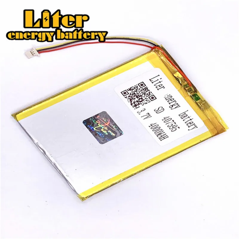 plug 1.0-3P 3.7 V 407595 4000mah factory high quality tablet pc battery lithium polymer li-ion rechargeable battery lipo battery