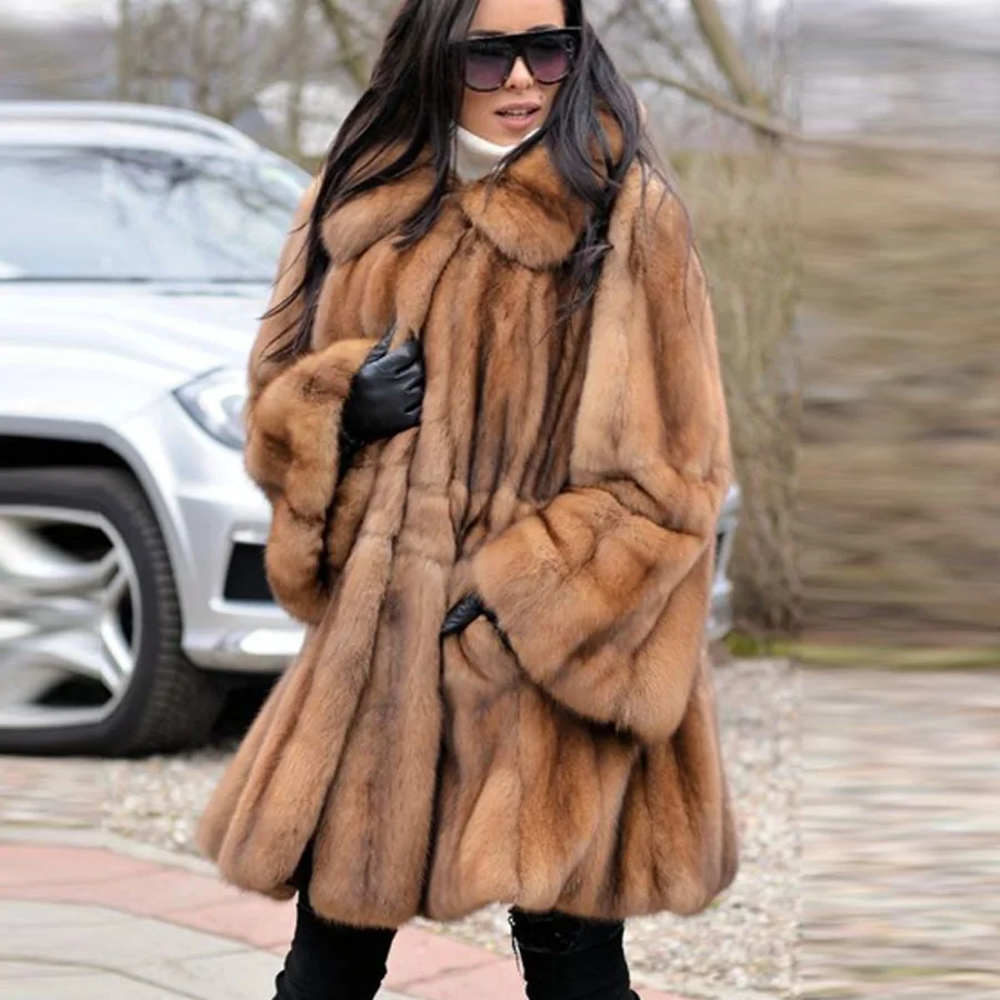 BFFUR Winter Real Mink Fur Coats Luxury Women Natural Mink Fur Coat Genuine High Quality Fashion Fur Overcoats Woman 2022 New