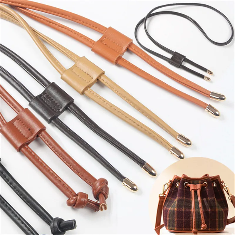 New 0.8cm Thin 120cm PU Leather Women Bag Strap DIY Replacement Bucket Drawstring Rope Backpack Beam Pocket Purse Accessories