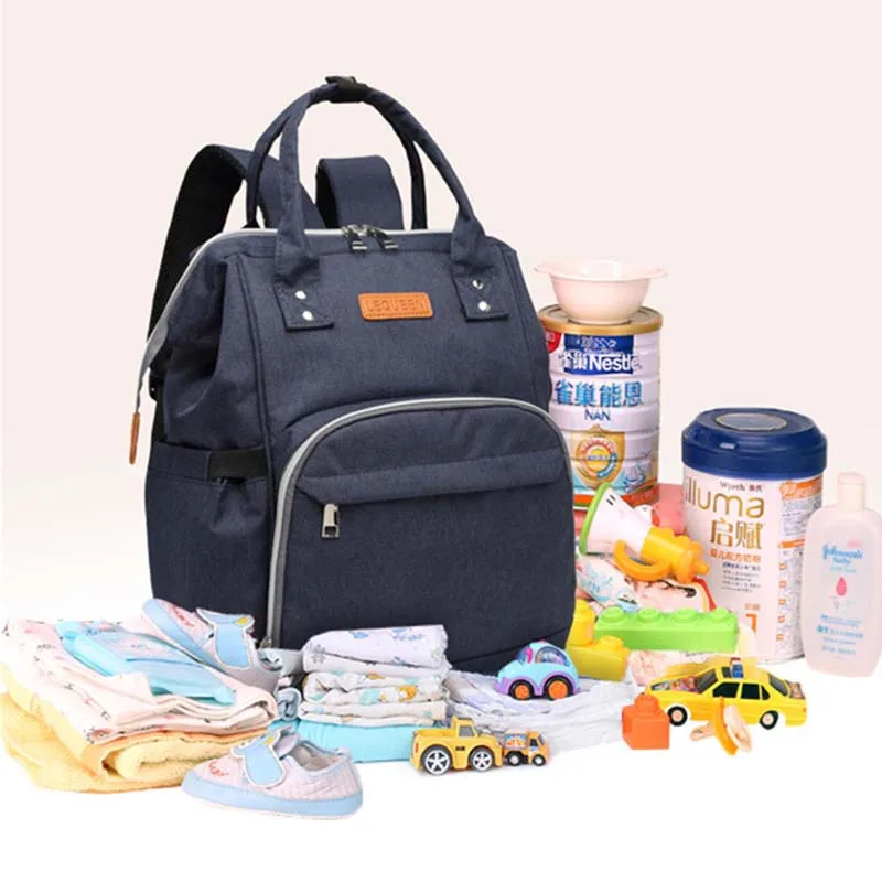 Lequeen backpack Diaper bag Travel bag Wave point packet Thermos bag Portable Mummy bag Polka dot Baby nursing bag