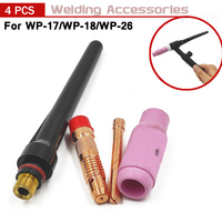 TIG Welding Torch Argon Consumable #6 Alumina Nozzle 1.0/1.6/2.4/3.2mm Tungsten Tig Collet Body Long Cap For WP17 WP18 WP26