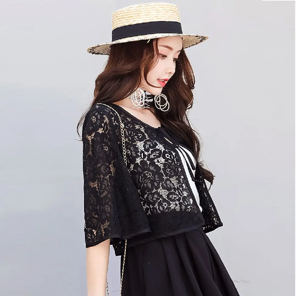 White Black Pink Lace Sunscreen Bolero Wedding Shrugs For Women Bridal Jacket Elegant Party Cape Dress Summer Top Shawls Wraps