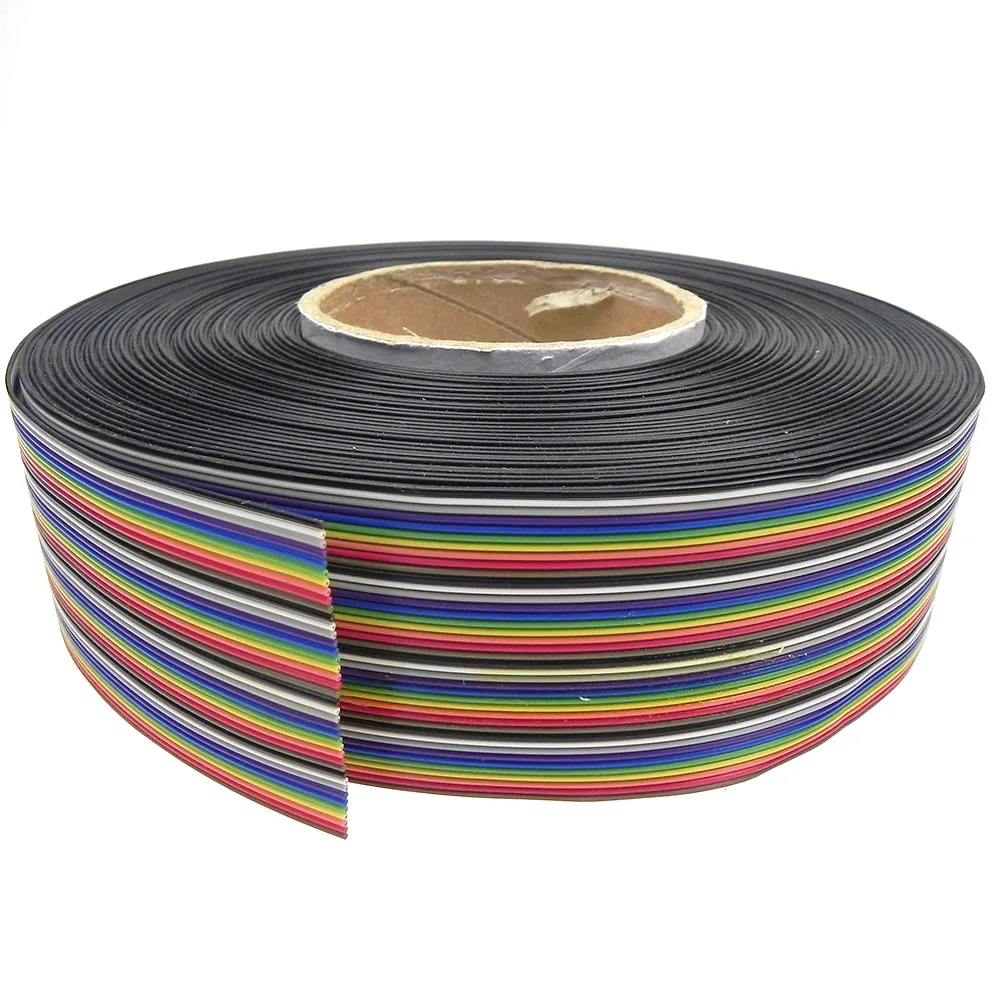 

1M 5M 10M 20M Length 1.27MM Pitch 40P AW28 Rainbow Color IDC Ribbon Wire Flat Cable For 2.54mm IDC Connector