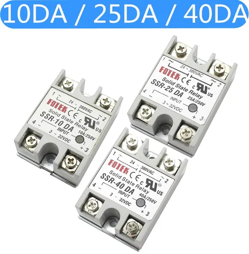 Imagen 2 del producto Relé de estado sólido monofásico sin SSR-10 de plástico, control de CC, AC SSR, carcasa blanca, 25, 40, 50, 60, 75, 80, 100DA, SSR-25DA