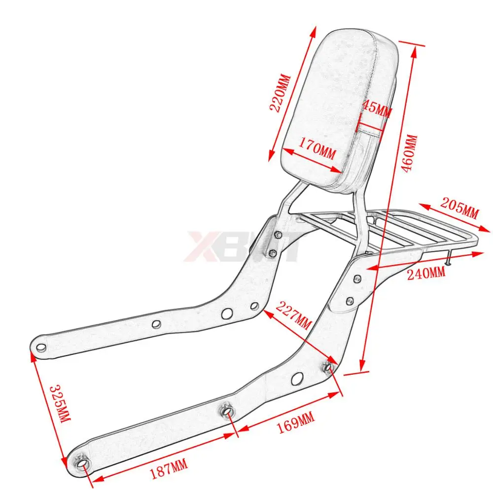 Motorcycle Backrest Sissy Bar Luggage Rack For Honda Shadow Aero 750 VT750 VT750C 2004-2022