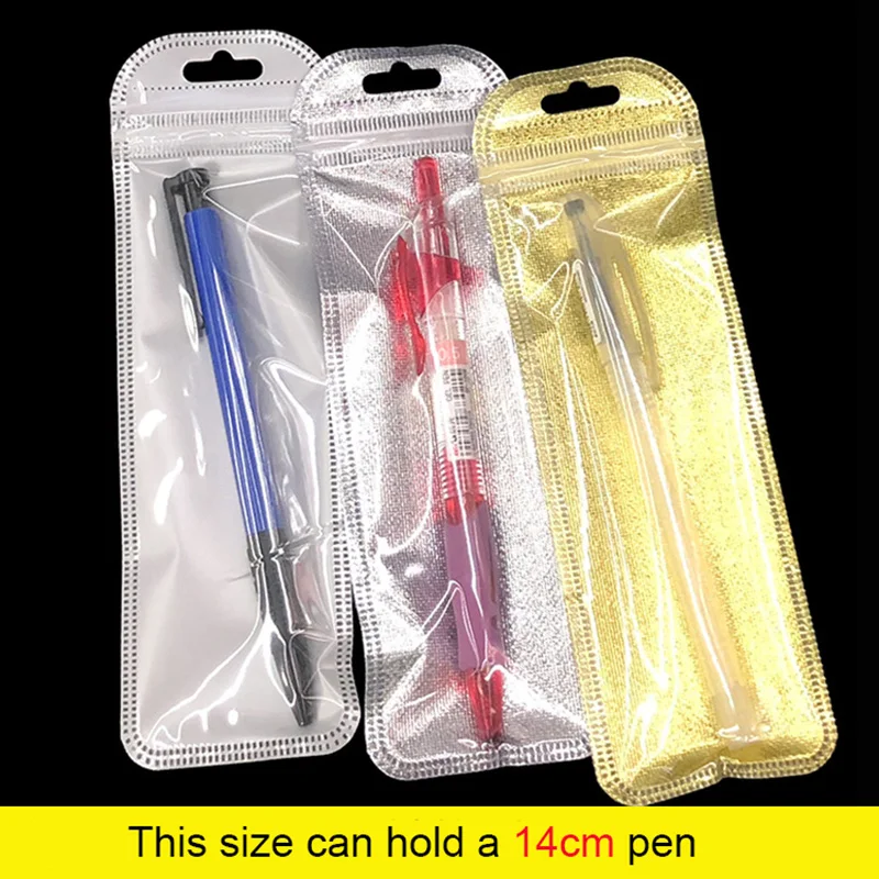 50Pcs/Lot Long Plastic Ziplock Package Bag Pens Leather Keychain Watch Band Jewelry Pouch Self Sealing Makeup Brush Packing Bags