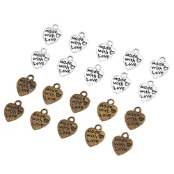 50PCS Made With Love Printed Silver Metal Tags For Garment DIY Quilting Craft Bags Label Decoration Supplies