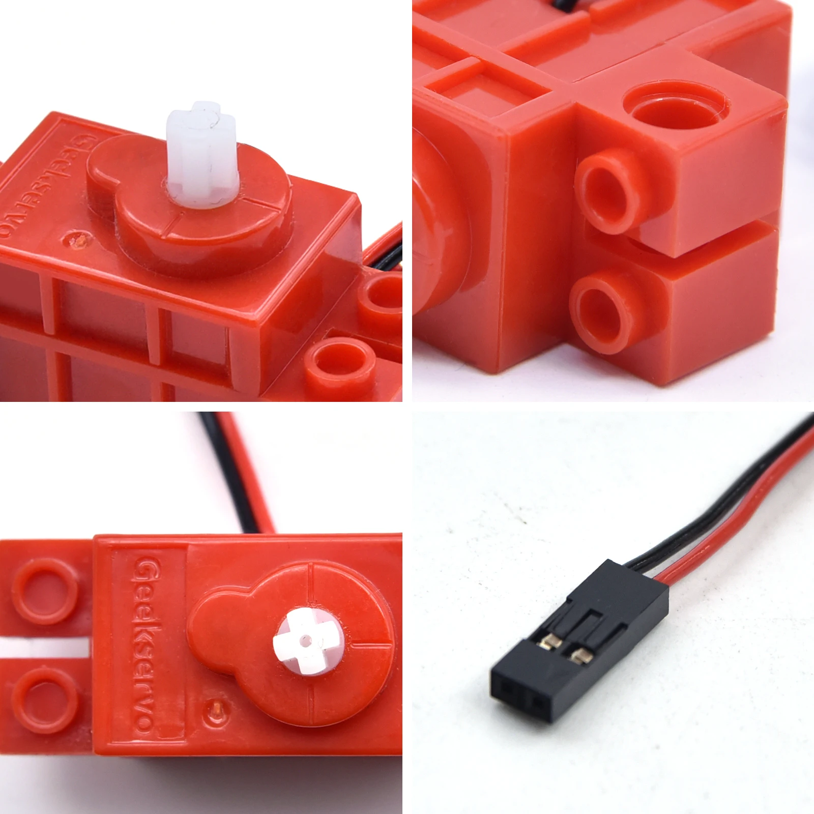 4pcs Programmable Gray Orange Geek Servos / Red Gear Motor with Wire compatible with lego for DIY Electronics Kit Smart Car