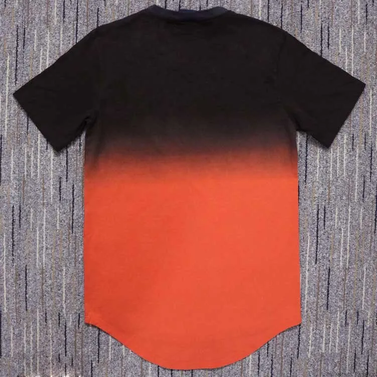 summer Cotton silk siksilk T shirt Gradient Printed T-shirts Short Sleeves Hip Hop T-shirt shirts Tops Men Longline tees With
