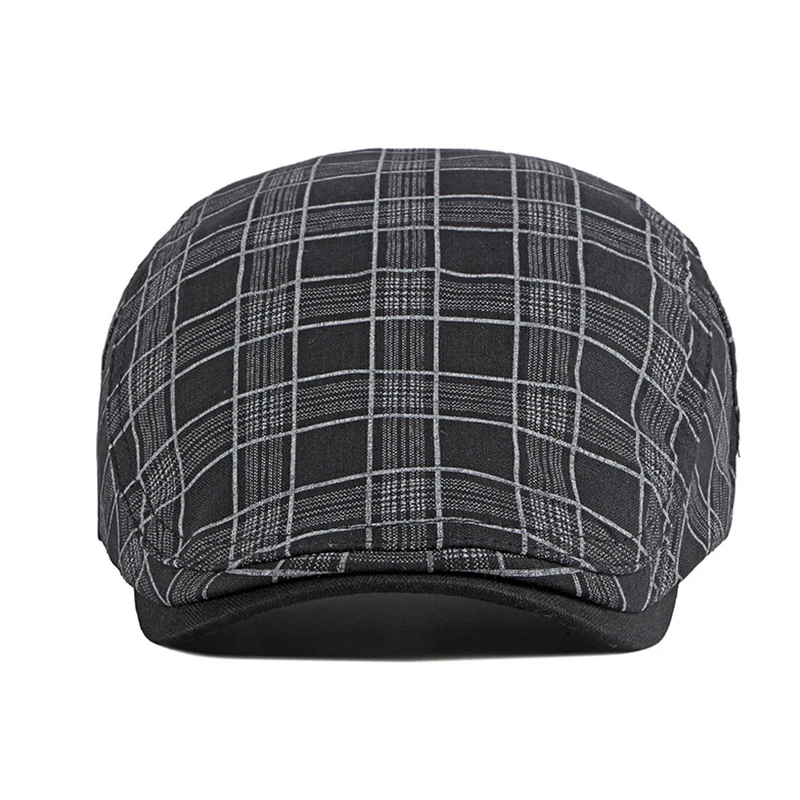 Fashion Fine Stripe Lattice Berets Hat Women Men Spring Summer Plaid Visors Red Green Blue Duckbill Herringbone Flat Cap