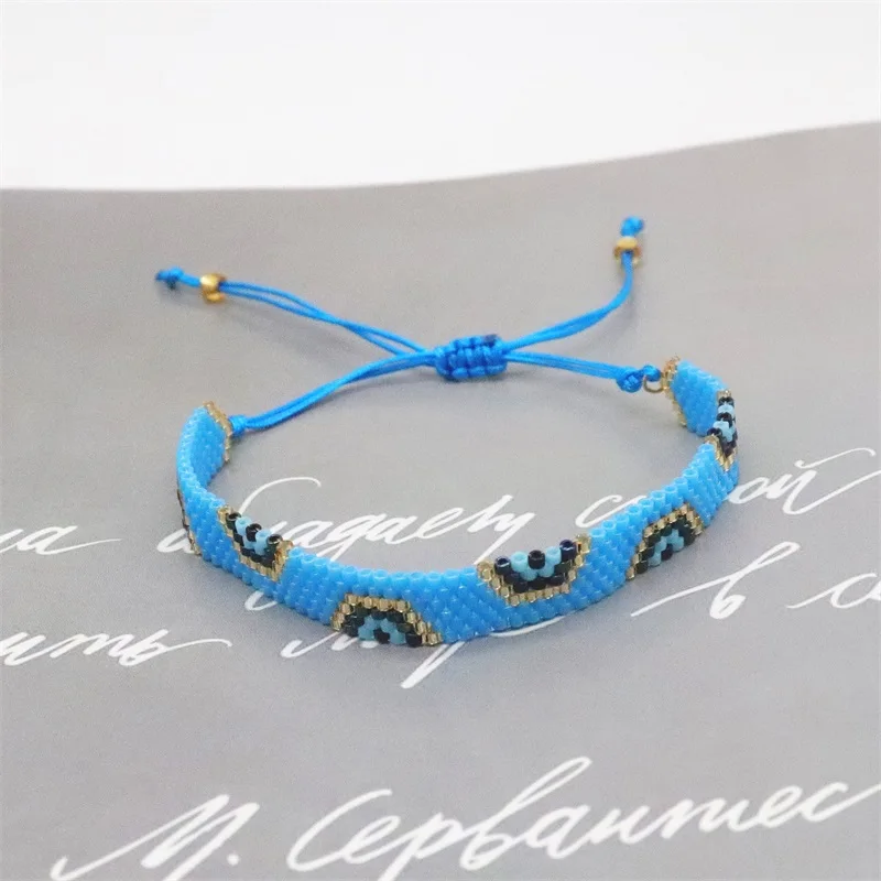 BLUESTAR Miyuki Evil Eye Bracelet Bohemia Multicolor Jewelry for Women Handmade Bracelets Ins Fashion Crystal Tassel Pulsera