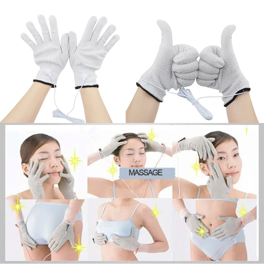 Conductive Silver Fiber Sock Gloves Bracers EMS Electric Massage Therapy Socks Cable Electrode Pads for Digital Massager