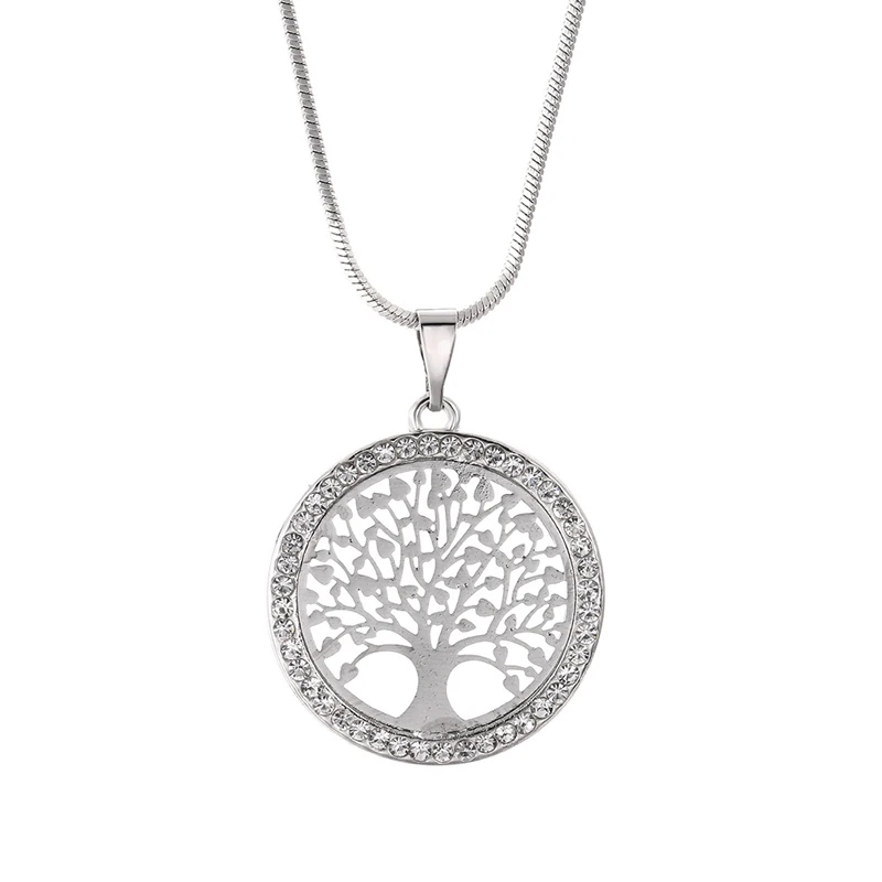 New Fashion Tree Of Life Crystal Round Small Pendant Necklace Elegant Women Jewelry Gifts Dropshipping 2024