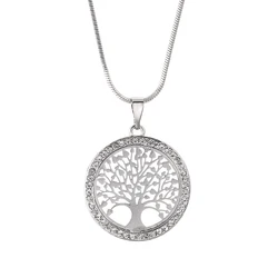 New Fashion Tree Of Life Crystal Round Small Pendant Necklace Elegant Women Jewelry Gifts Dropshipping 2024